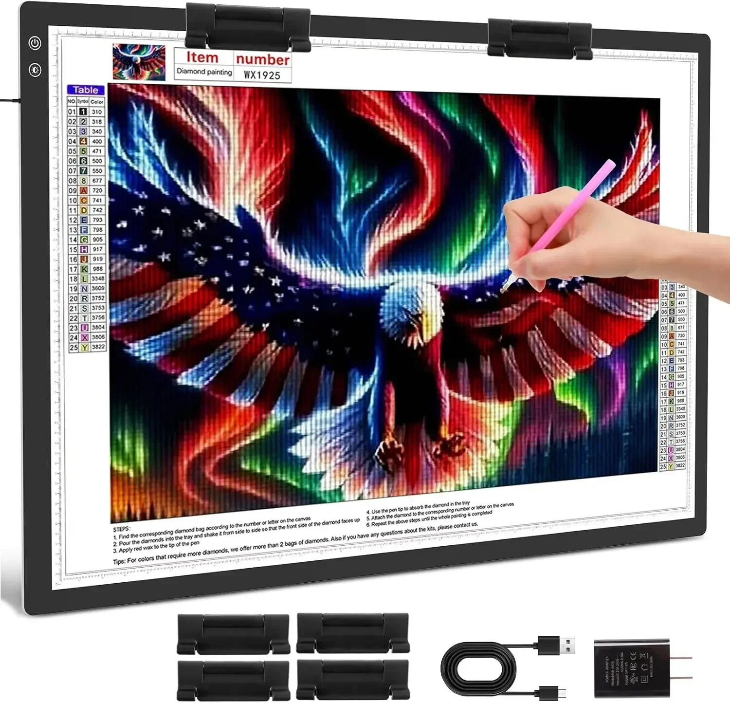 

Rechargeable A1 Light Pad 35.4”x23.6”, Extra Large LED Light Board for Diamond Painting, 3-Color Modes Light Box