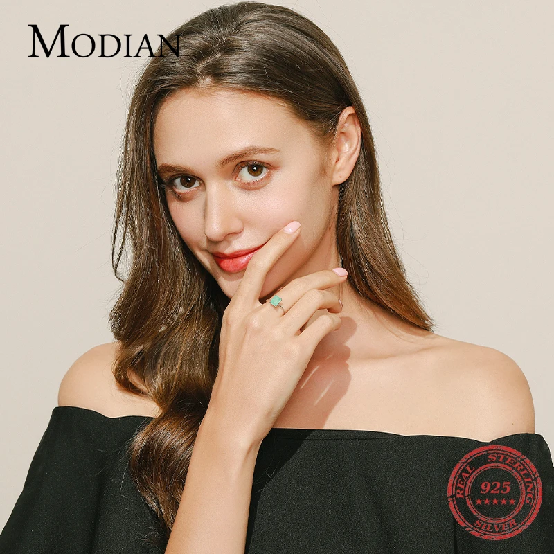 Modian-Anillo de turmalina rectangular para mujer, de Plata de Ley 925 auténtica, Paraiba clásica, joyería fina