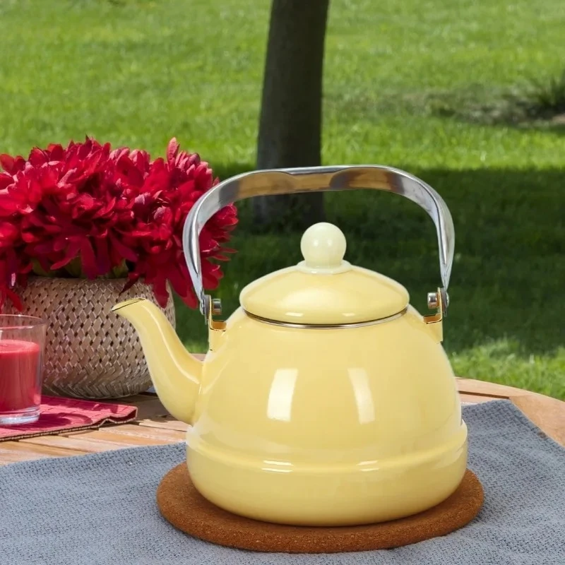 

Enamel water kettle 1.5L Antiscald water kettle Outdoor portable Tea kettle Induction cooker gas stove universal Camping kettles