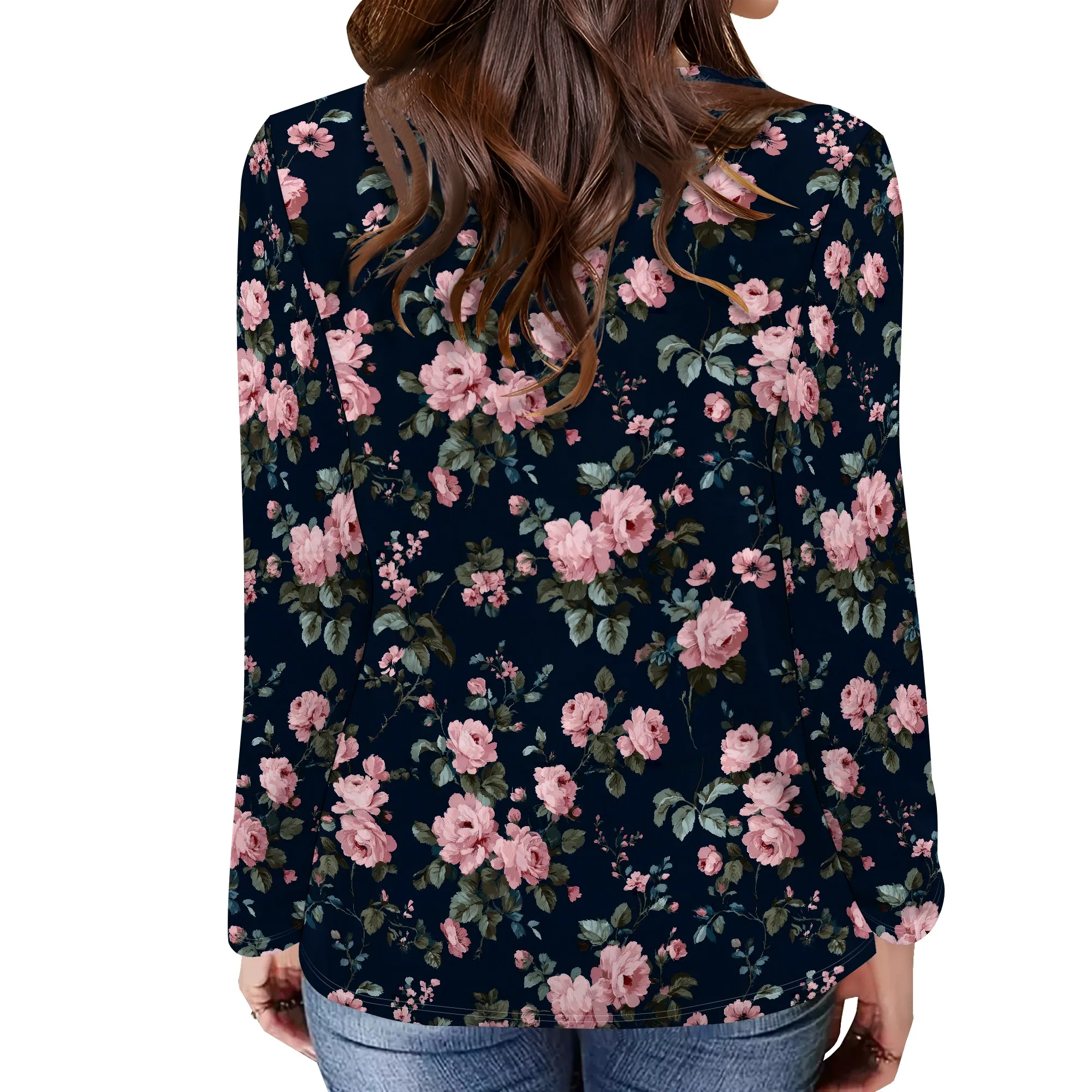 قمصان طويلة الأكمام للنساء 2025 موضة خريف متأنق بلوزات غير رسمية مطوي Crewneck تونك القمم ل طماق لطيف المحملة