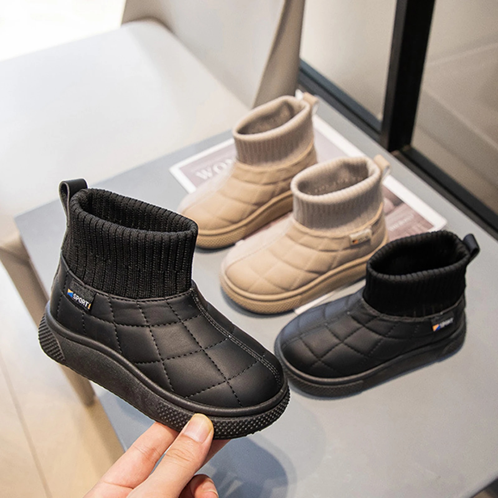 

Warm And Thick Snow Boots Fleece-Lined Cotton Shoes Children'S Outdoor Solid Color Boots