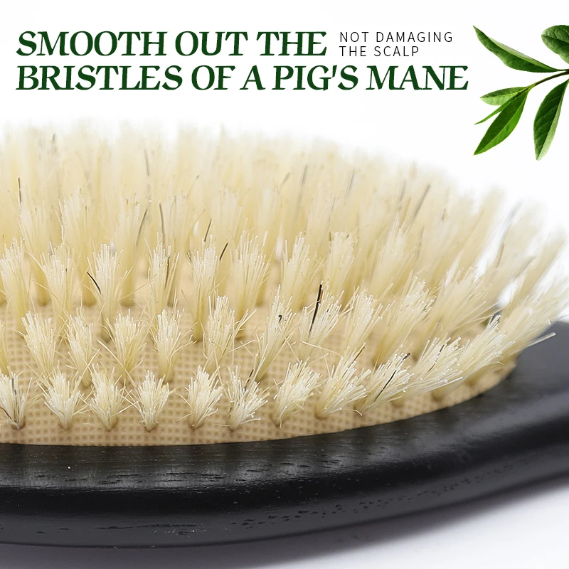 Soft Boar Bristle Hair Brush Women Scalp Massage Hair Comb USA Oak Wood Handle Hairbrush for Curly Thick Long Hair Care Tool