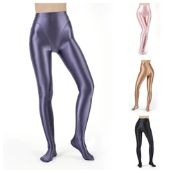 Collant in raso con cuciture lucide Leggings Sexy in seta giapponese a vita alta Plus Size collant sportivi Fitness