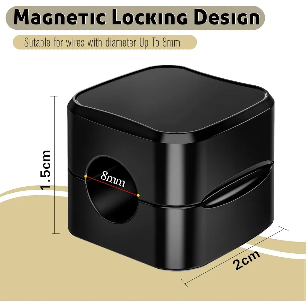 Magnetic Cable Clips for Cord Management: 12-Piece Desk, Car, Home, Office Organizer Holder view 2