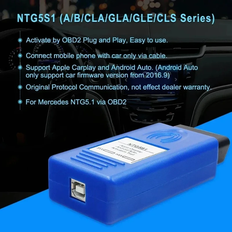 NEW NTG5S1 CarPlay for Apple CarPlay and Android Auto Activation Tool for Mercedes for B-enz NTG5.1 Via OBD2 OBD Diagnostic Tool