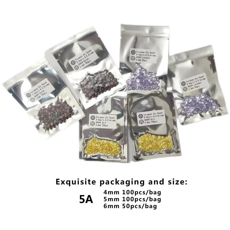 

4.0mm 5.0mm 6.0mm 50pcs/bag ~100pcs/bag AAAAA Round Cut Various Color Cubic Zirconia Beads Synthetic Gemstone for Jewelry
