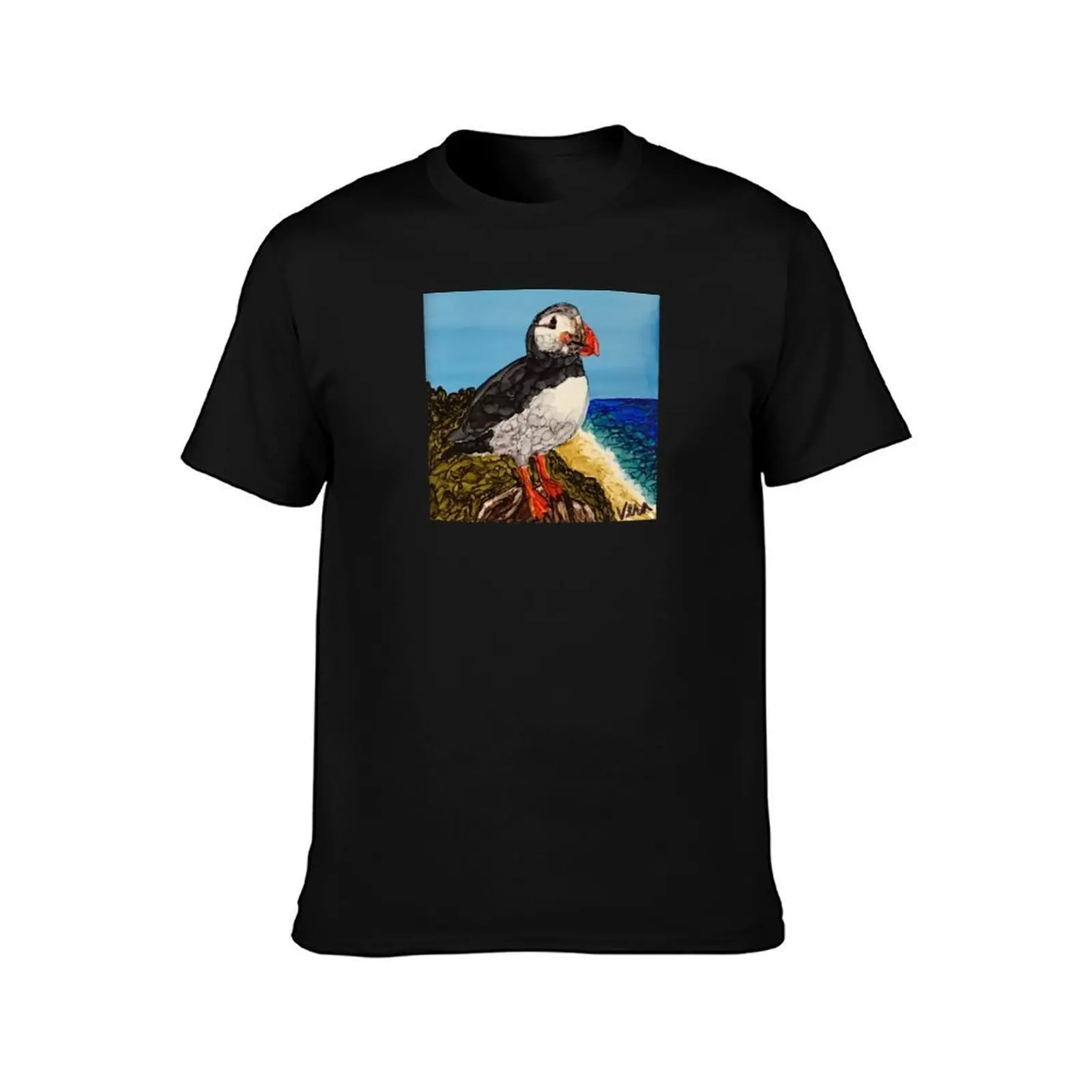 Jamie the Happy Perky Puffin T-Shirt, Summer Casual Cotton Tee, Oversized Streetwear Tops, Vintage Graphic Print, 100% Cotton