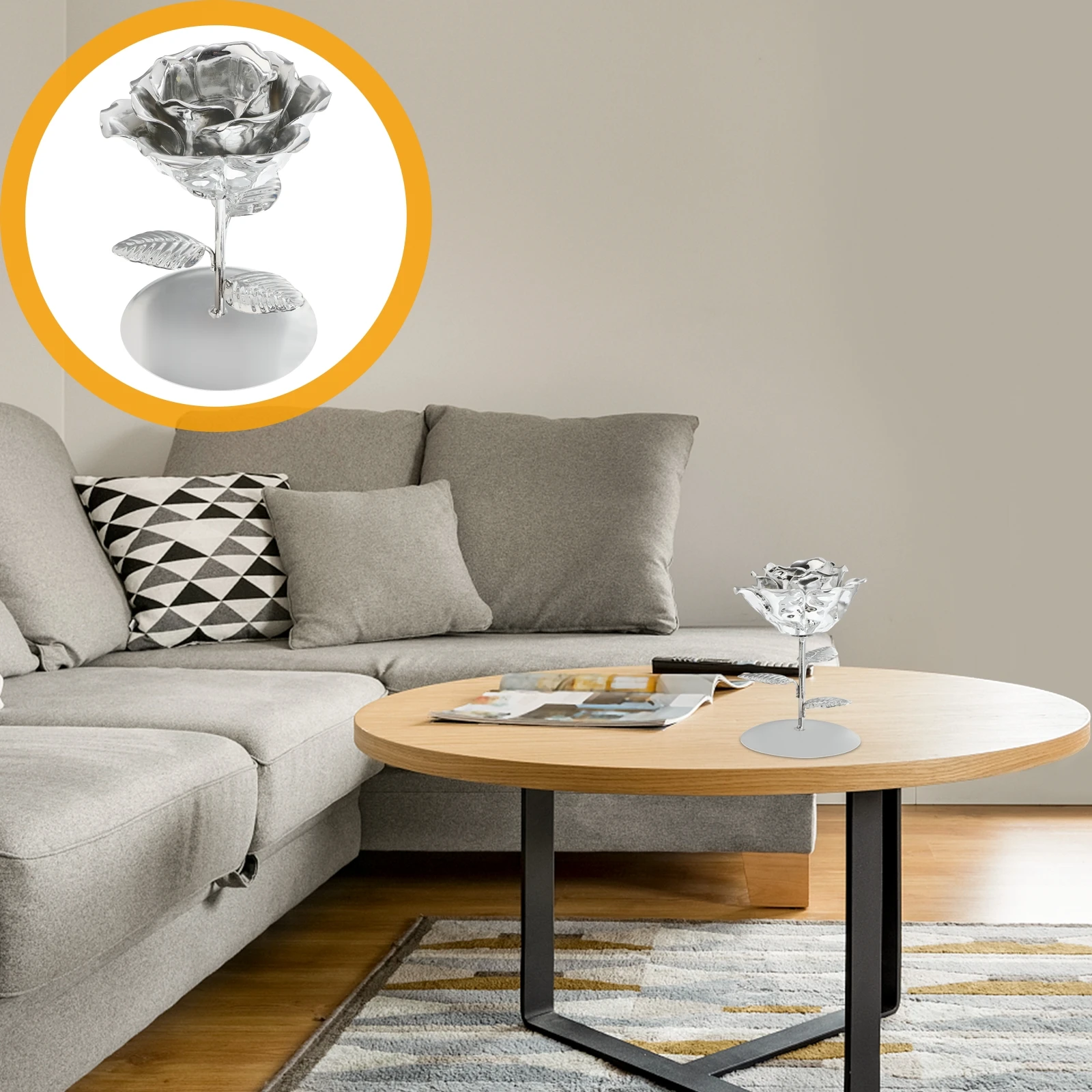 

1pc Electroplated Flower Candlestick Nordic Style Elegant Dining Room Decoration Wrought Iron Home Wedding Banquet for Family