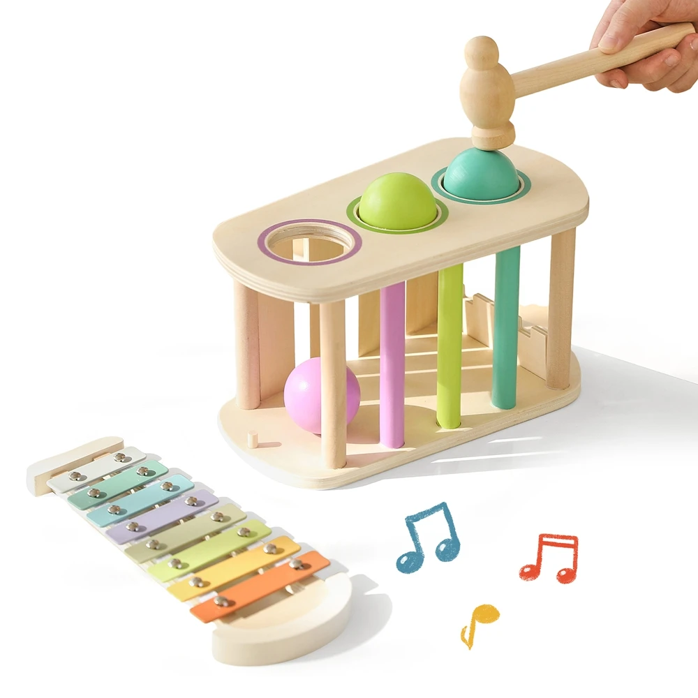 2pc giocattoli per bambini giocattolo musicale in legno giocattoli per bambini a percussione 6 12 mesi set di xilofono gioco di talpe giocattoli in legno giocattoli educativi per bambini