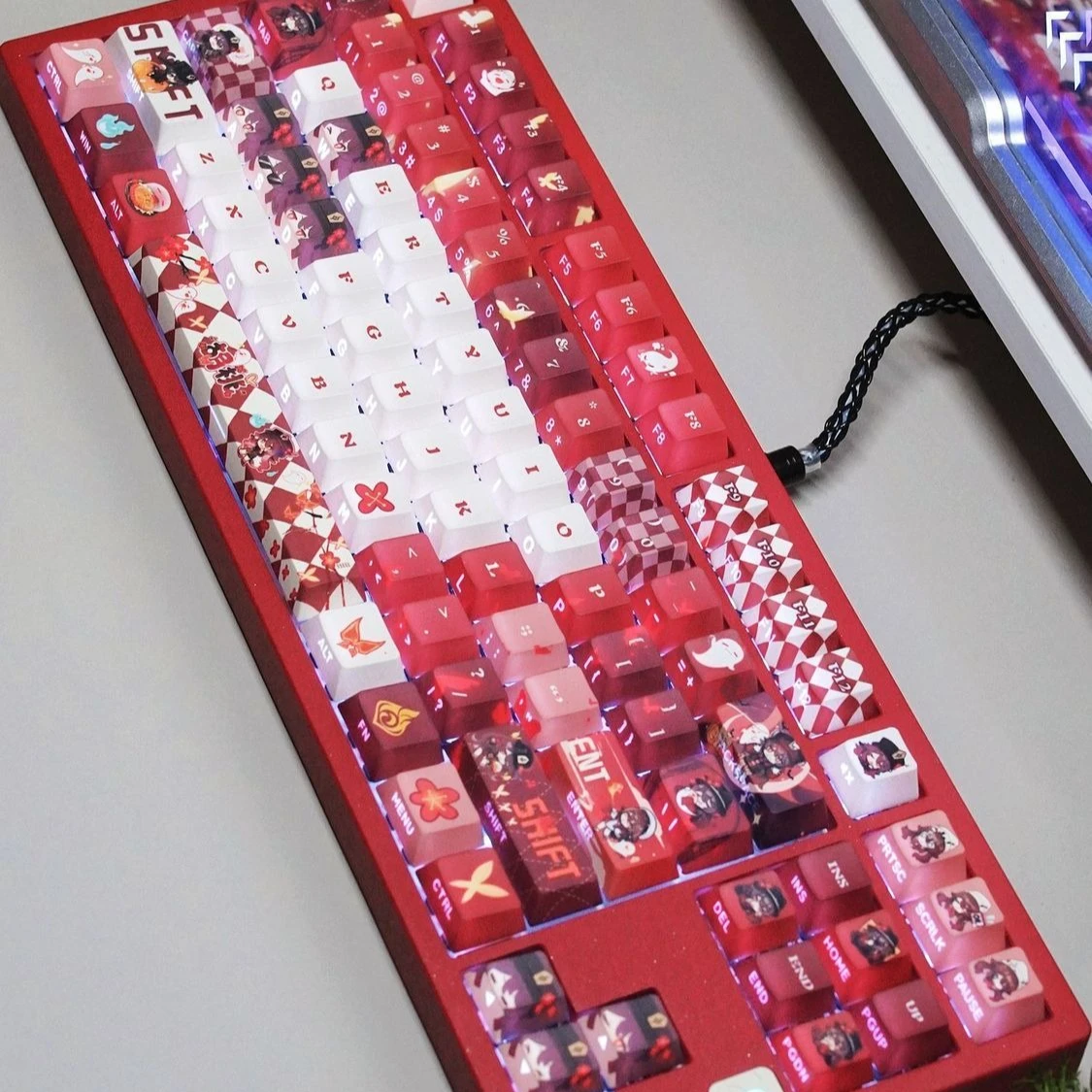 MAIMOOO Genshin Impact Hu Tao Keycap Cherry MOA Profile PBT Custom Cartoon Q Style Anime Game Keycaps for Mechanical Keyboard