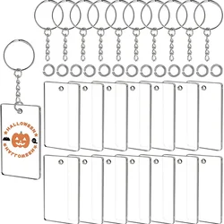 90PCS Acrylic Keychain Blanks Set Including Rectangle Acrylic Blanks Key Rings and Jump Rings for Vinyl and DIY Craft