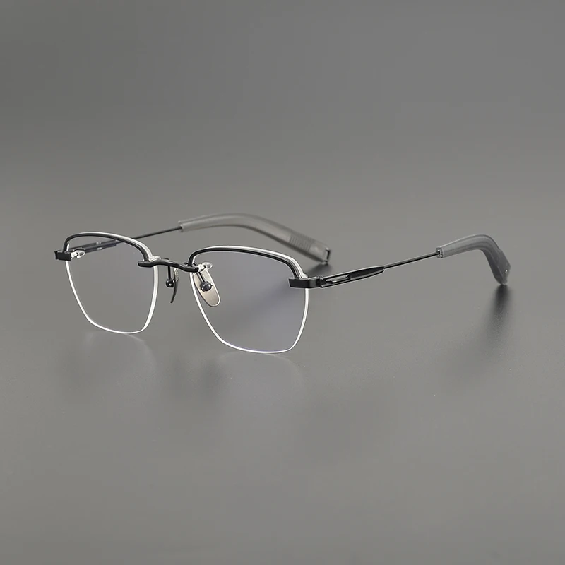 Quality Acetate Titanium Square glasses frame DTX-423 Business elite men's frameless glasses can be customized Lens