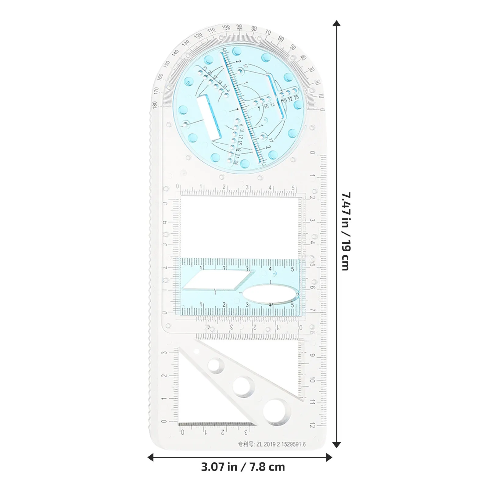 2Pcs Plastic Drawing Template Ruler Set Geometric Stencils for Art Drafting Students