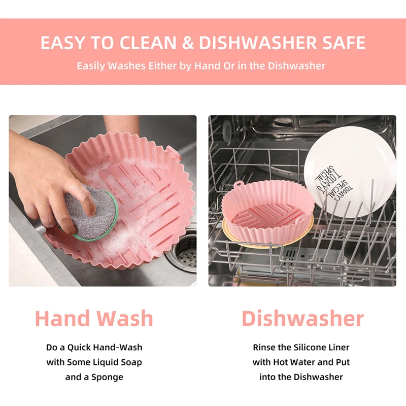 New Air Fryer Silicone Basket Reusable Container Accessories Oven Tray Pizza Fried Chicken Baking Mold Protector Kitchen Tool