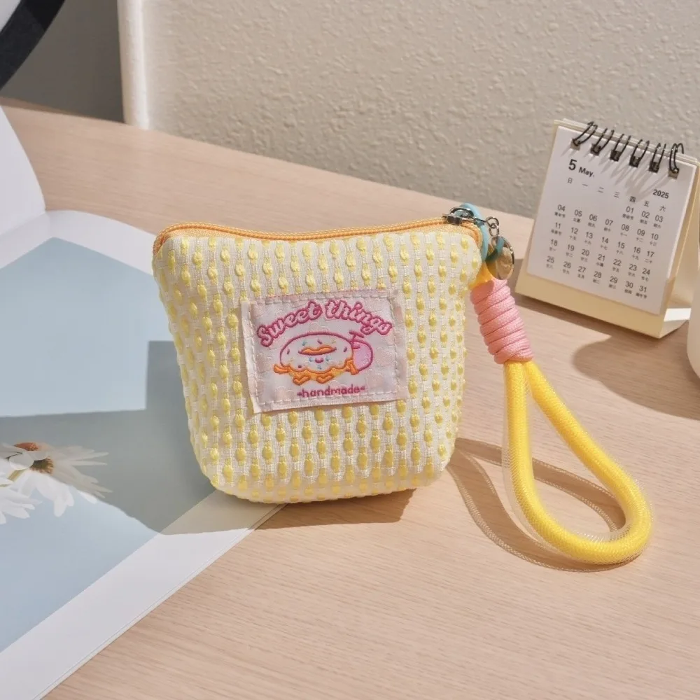 Fashion Polyester Coin Purse with Zipper with Handle Storage Bag Dopamine Color Large Capacity Mesh Makeup Bag Makeup Storage