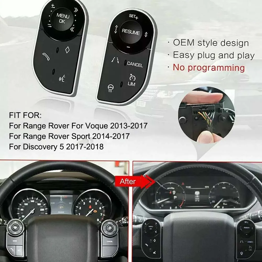 Black Plastic Steering Wheel Control Switch Button For Land Rover For Range Rover Discovery 5  For Land Rover For Range Rover L4