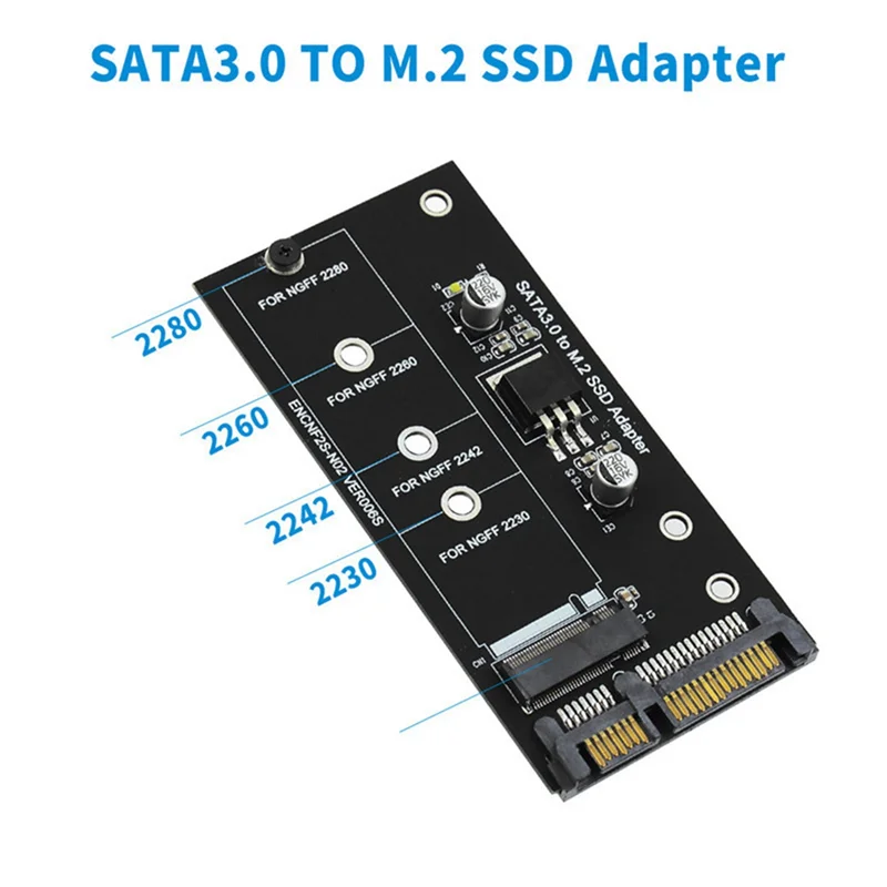 Adaptador SATA M.2 Adaptador M2 a SATA Adaptador M.2 a SATA Convertidor M.2 NGFF Tarjeta SATA3 de 2,5 pulgadas Llave B para SSD 2230-2280 M2