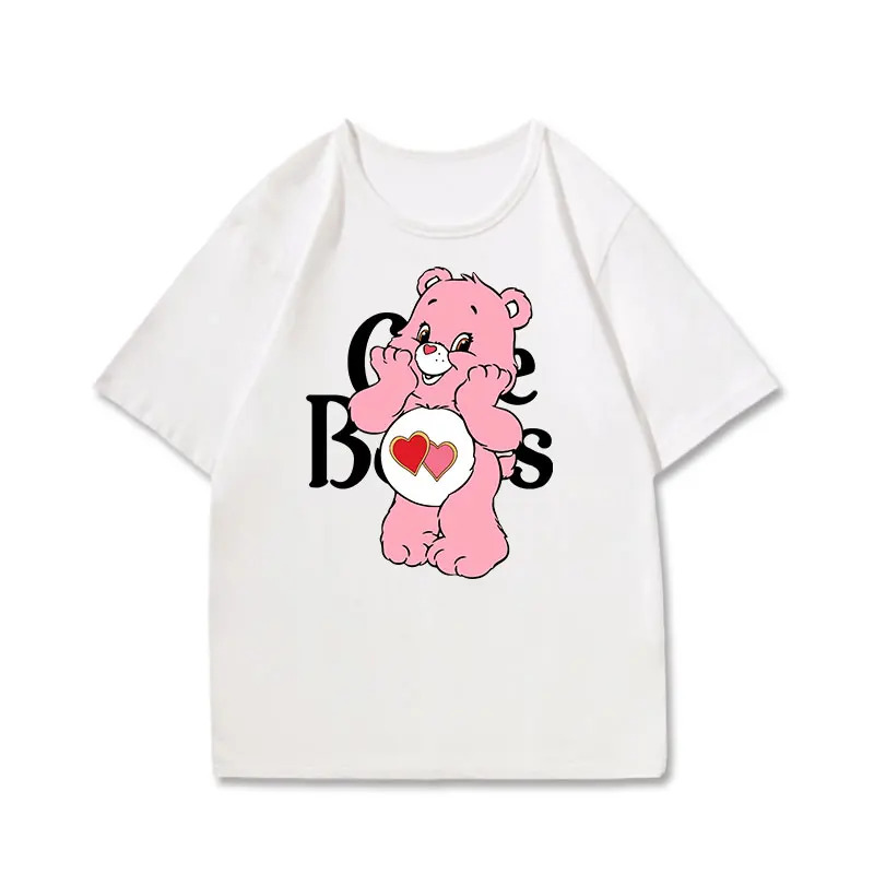 Love Bear Couple T-shirt American Short Sleeve Women Loose Couple Clothes  Family Matching Outfits