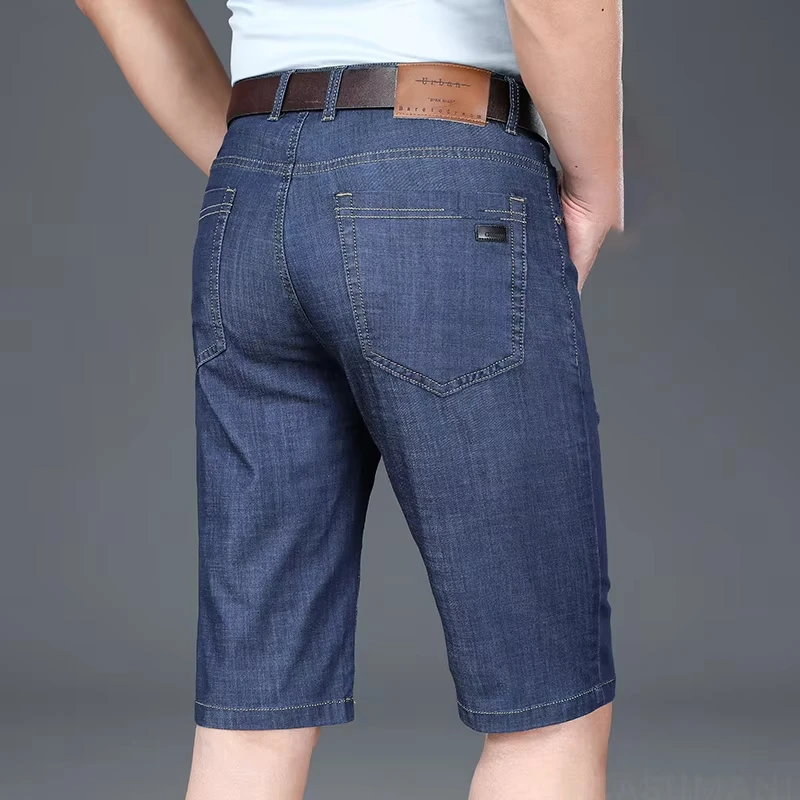 

New Summer Pant Casual Half Length Jeans Men Dady Clothes Straigh Thin Modal Material Regular Fit Denim Trouser Man