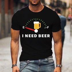 Cute I Need Beer Print T-shirts For Men Summer Lovely Short Sleeve Casual T-shirts Funny Men Graphic Round Neck Tops