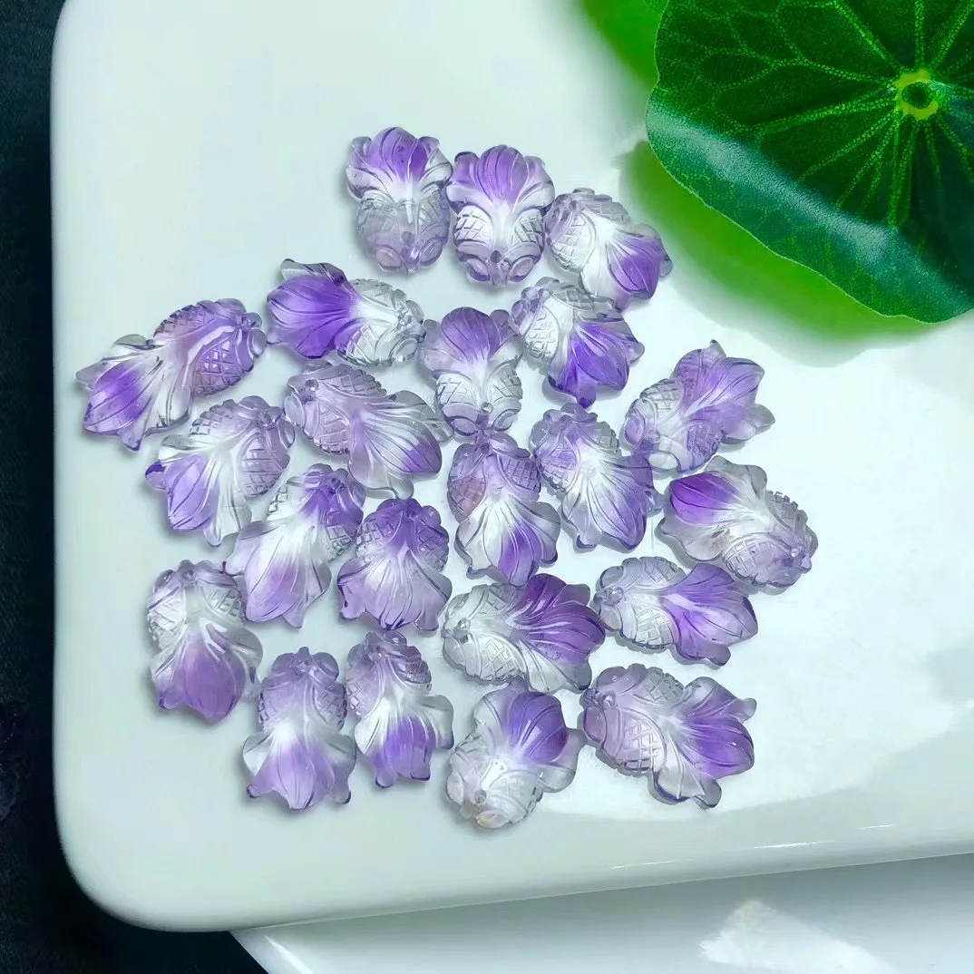 

5PCS Natural Amethyst Goldfish Carving Crystal Carved Figurine Gift Fashion Jewelry For Women Present 13-19MM