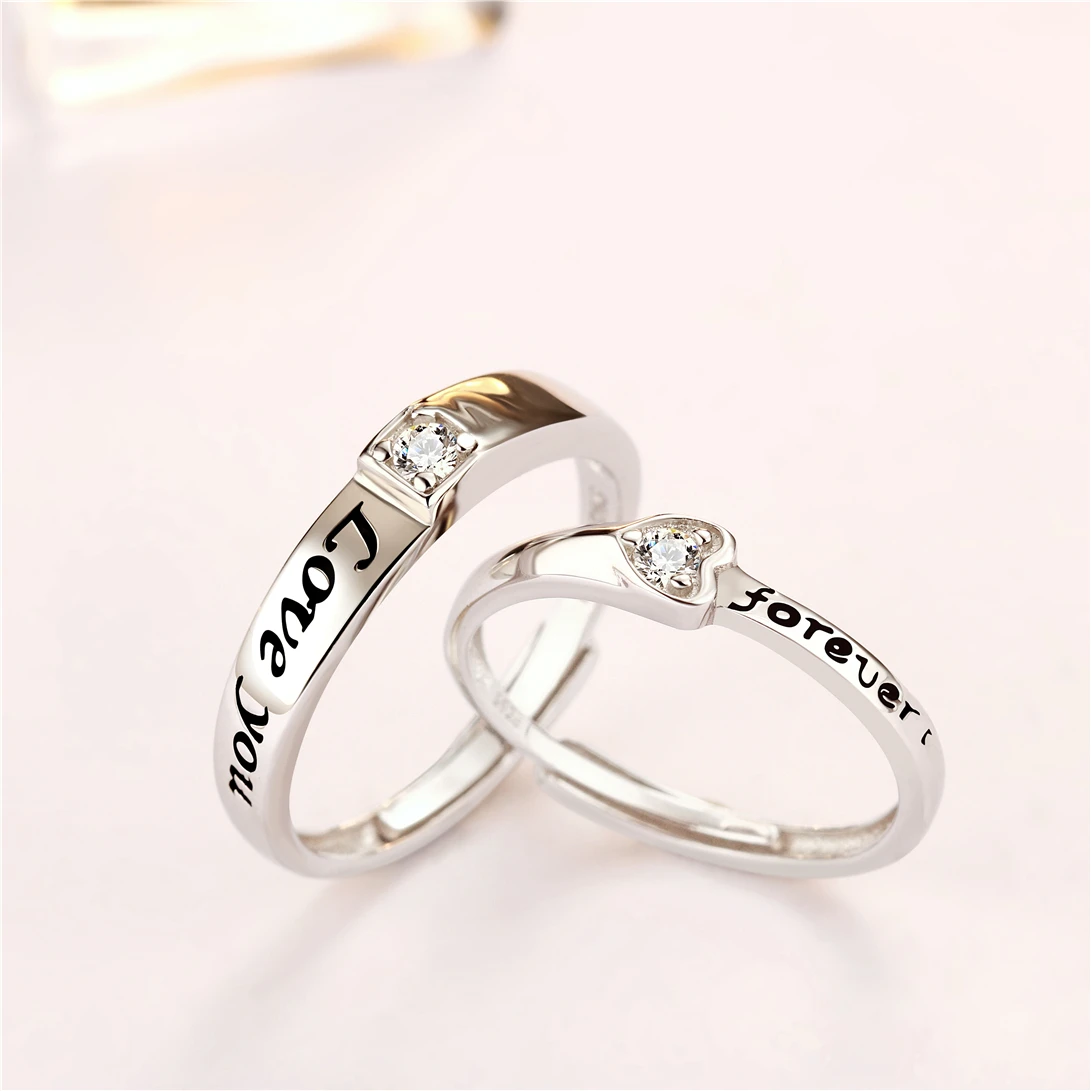 

925 Sterling Silver LOVE YOU Couple Ring Wedding Ring Open Ring