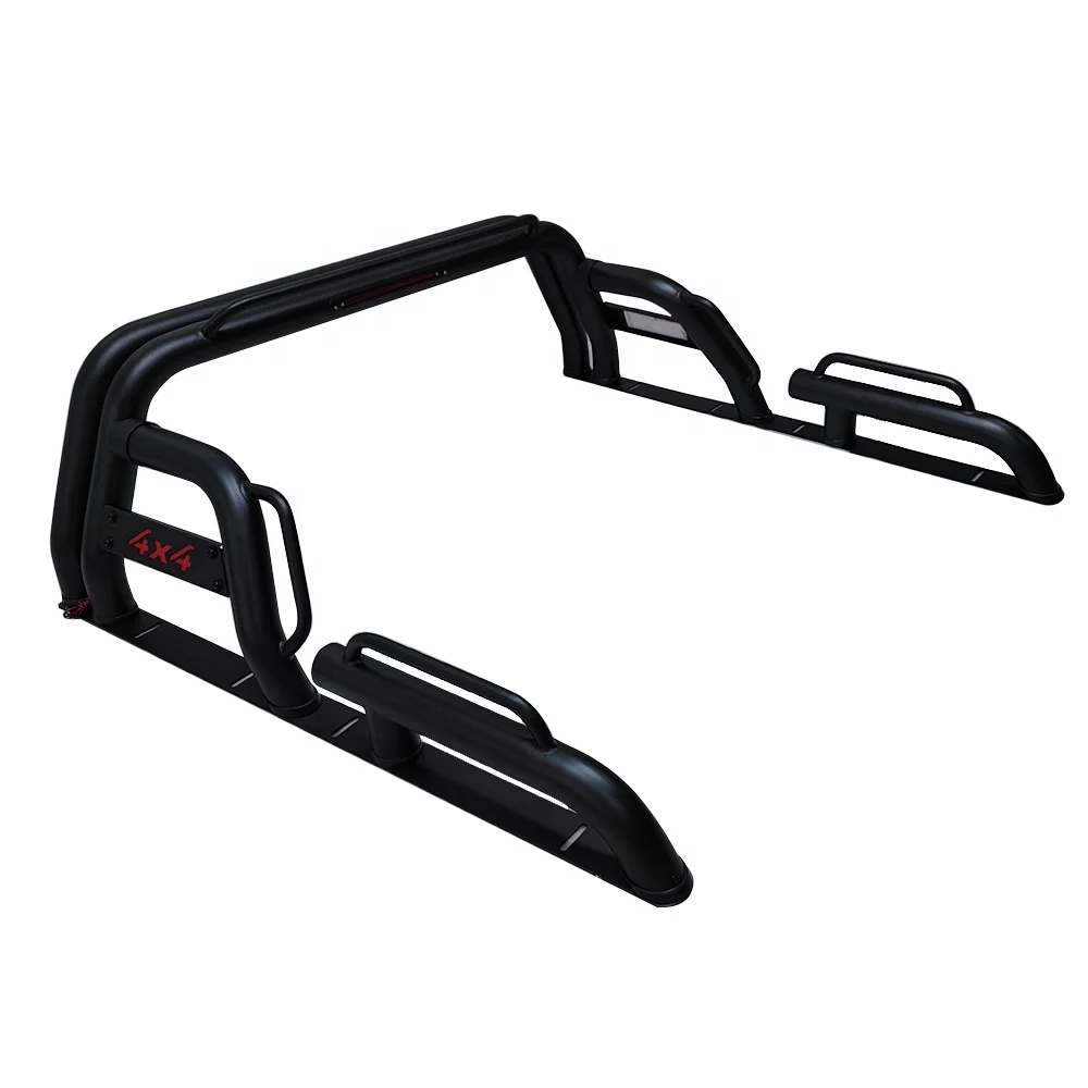 

Adjustable Truck Bed Chase Rack Roll Bar With 3rd Third Brake Light & 2x LED Work Lamps Bars Double Rack Roll Bar