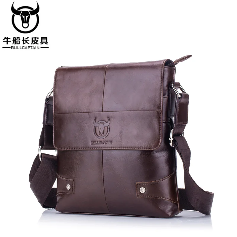 

Men's leather single shoulder crossbody head layer cowhide Business casual ipad leather computer tablet briefcase