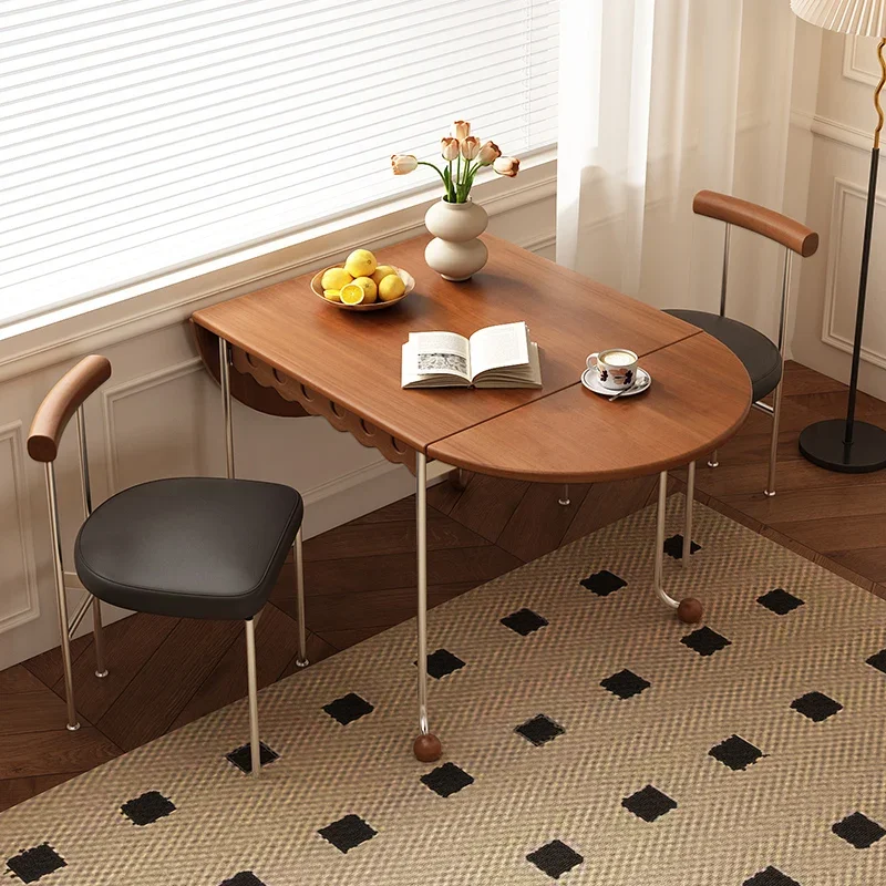 Simples mesa retrátil e cadeira combinação, medieval oval, dobrável