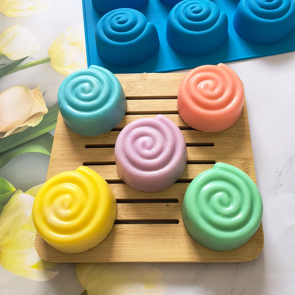 قالب سيليكون للكعك على شكل حلزون كبير مكون من 6 تجويف لخبز كعك موس، قالب حلوى فرنسي كريمي الشوكولاتة ثلاثي الأبعاد