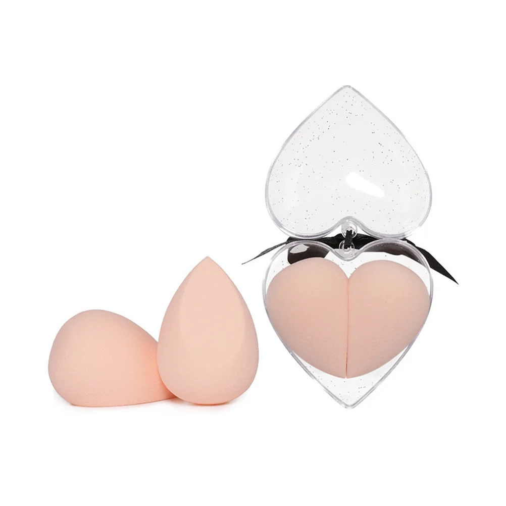 Juego de esponjas de maquillaje con forma de corazón, huevo suave para base, crema en polvo, herramienta de mezcla duradera, 2 uds.