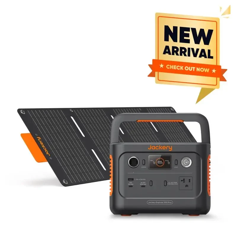 Jackery Solar Generator 300 Plus Portable Power Station with 40W Solar Panel, 288Wh Backup LiFePO4 Battery, 300W AC Outlet