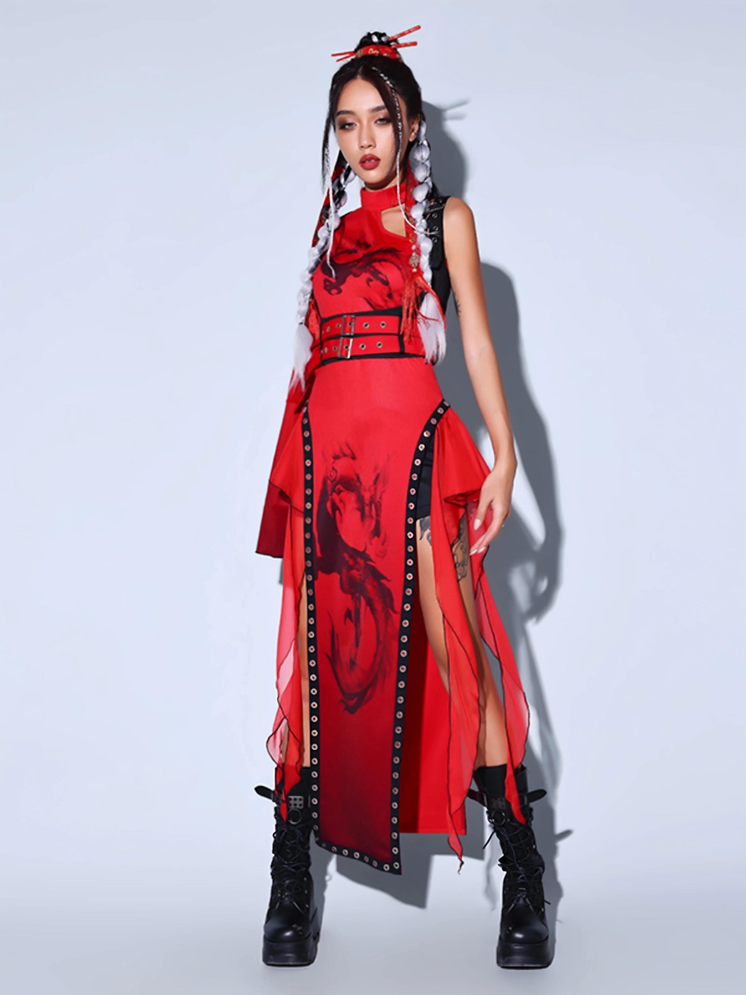 

Performance Costume Jazz Dance Female Group Trendy National Drum Dance Korean Dance Stage Costume Roman Cloth Material