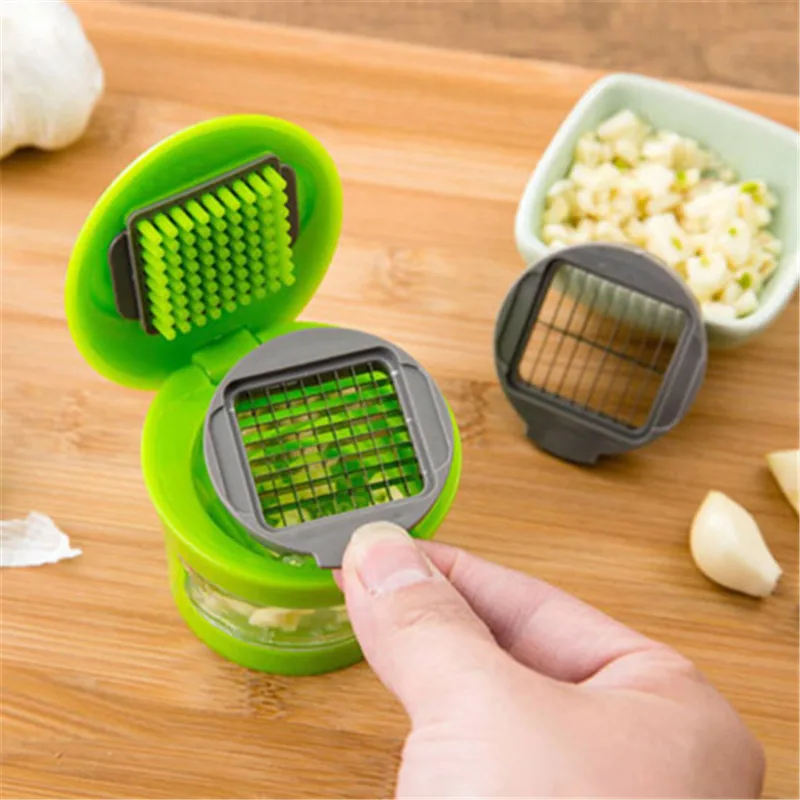 NEW 2025 1pc  Mini Portable ABS Stainless Steel Garlic Grater Garlic Press Chopper Slicer Hand Presser Grinder Kitchen Tool