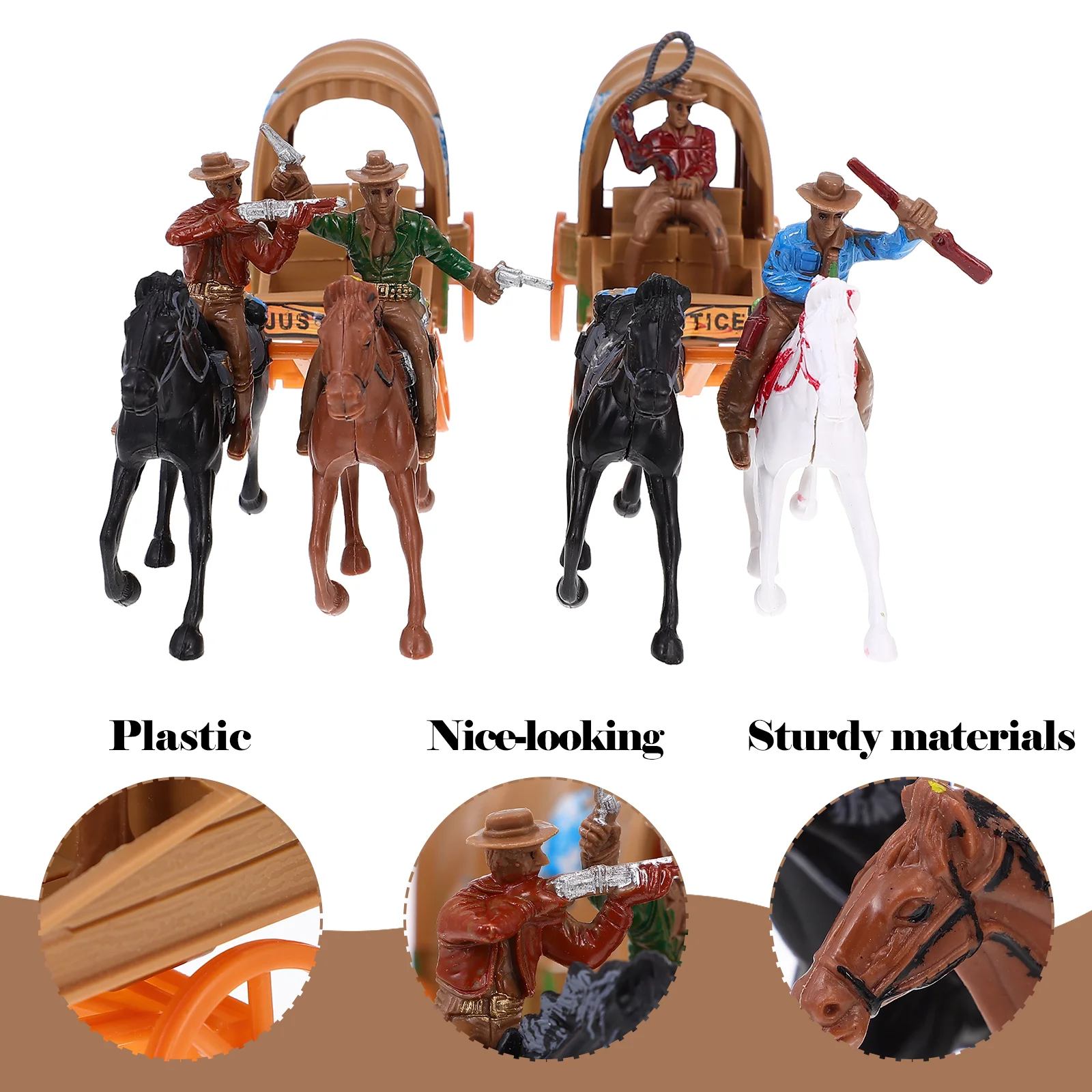 2 Sets Water Table Toys Cowboy Model Kids Puzzle Home Decorations with Carriage