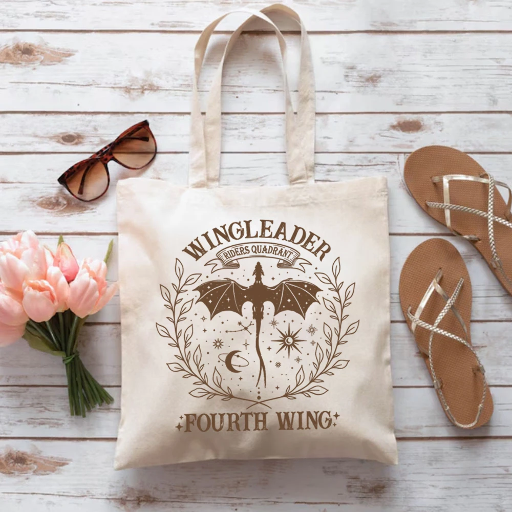 Fantasy Book Fourth Wing Tote Bags Riders Quadrant Basgiath War College Ladies Shopping HandBag Vintage Dragon Rider Book Lovers