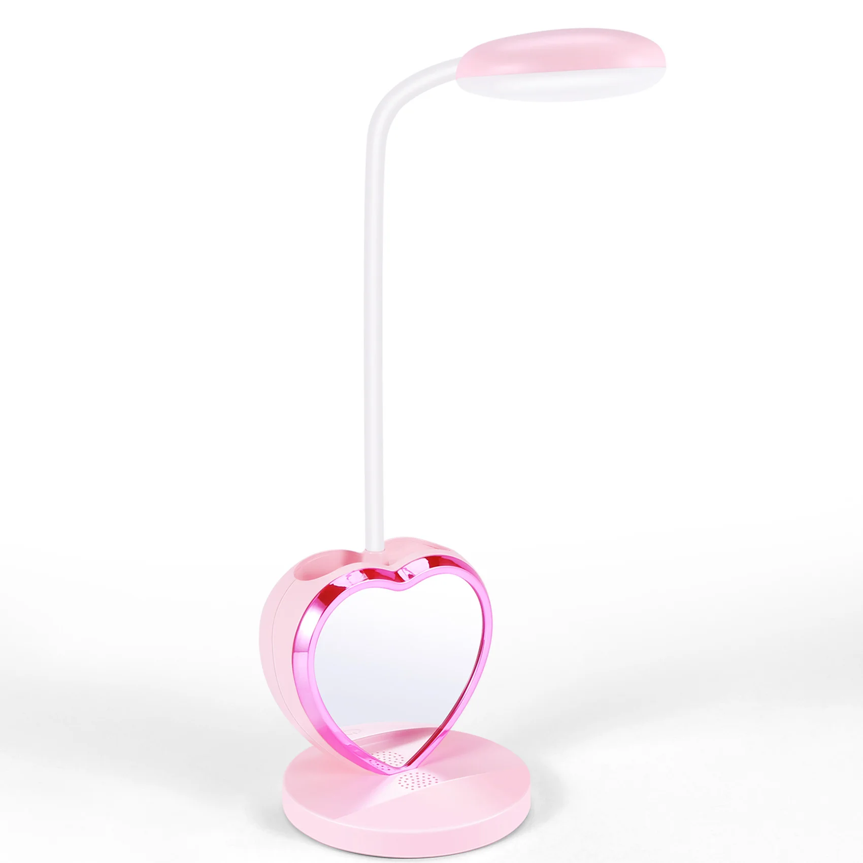 

LED Desk Lamp for Girls, Rechargeable LED Desk Lamp with USB Charging Port & Pen Holder, Eye-Caring Dimmable Pink