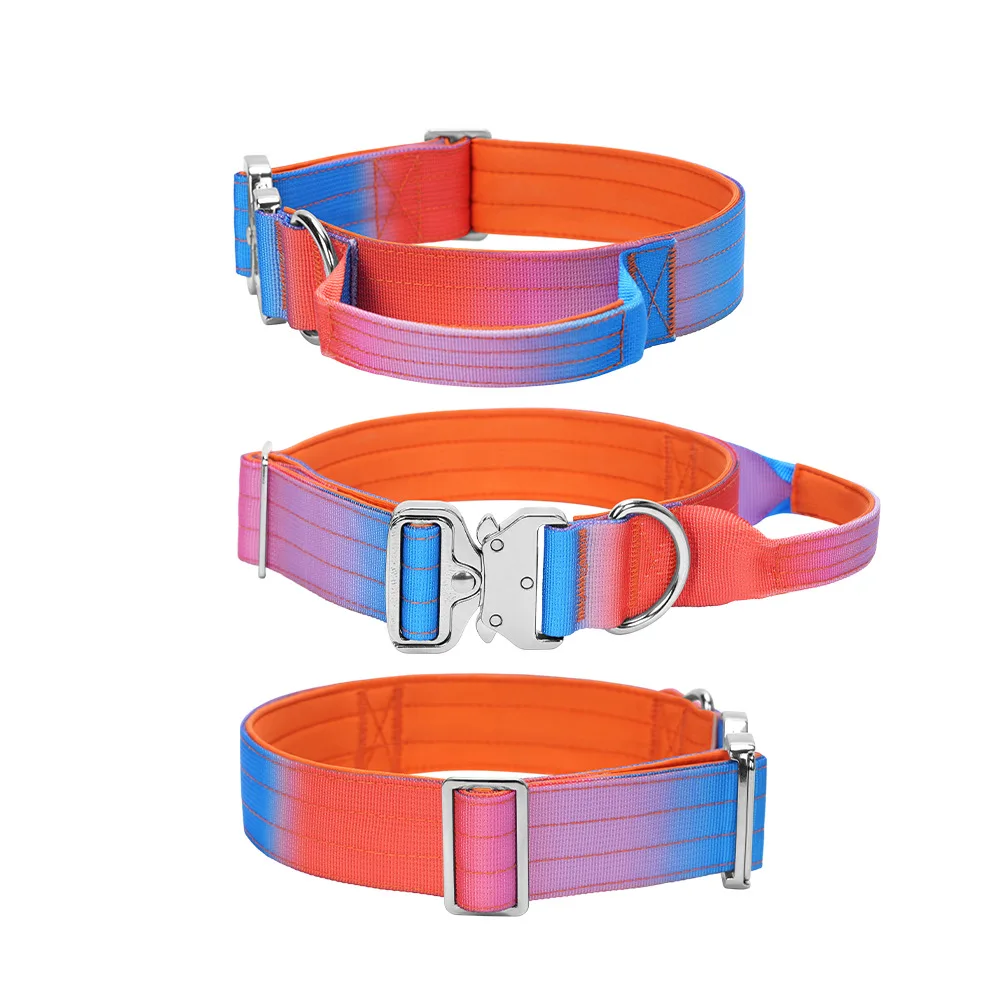 New Gradient Color Outdoor Adjustable Tactical Collar Training Tactics Dog Harness Dog Accessories for Medium Large Dogs
