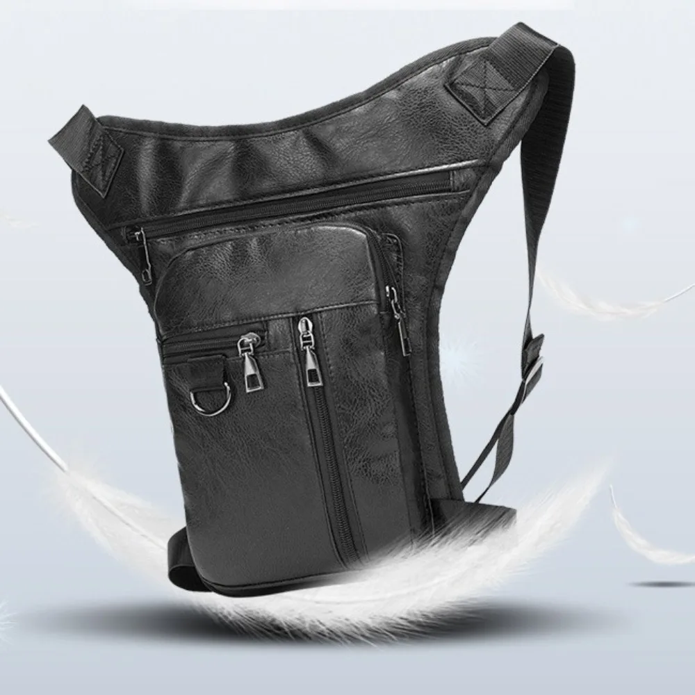 PU Leather Man's Leather Waist Bag Multi Pocket Waterproof Multifunctional Sports Bag Large-capacity Single Shoulder