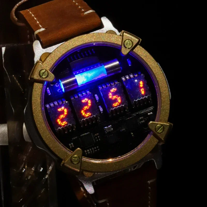 Quasi glow tube watch cyberpunk glow tube watch niche personality star waterproof tin bronze gift