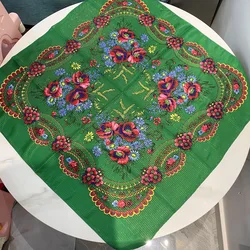 70*70cm russischer quadratischer Schal Frauen Luxus Goldfaden Blumen druck Bandana Babushka Kopf wickelt weibliche Stirnband Schals