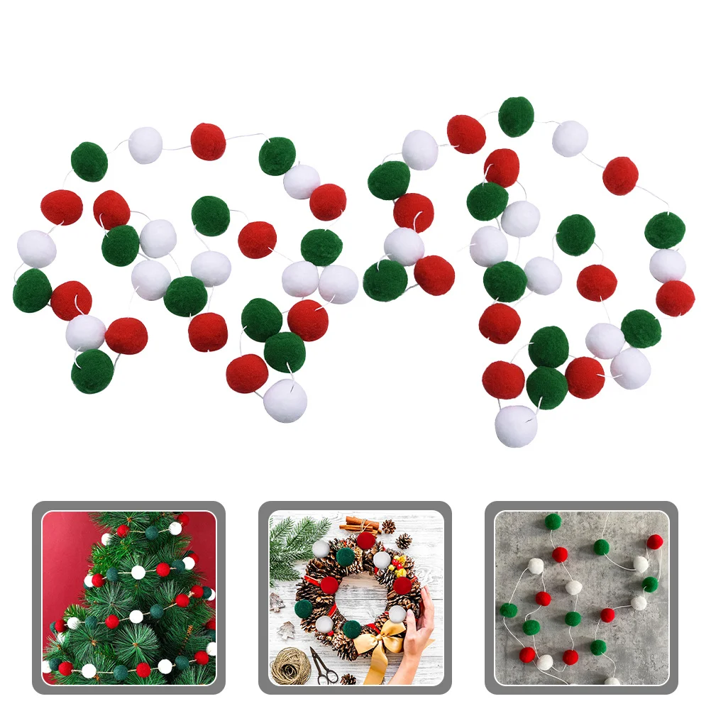 

2Pcs Pompom Garland for Classroom Colorful Ball Pendant Hanging Ornament Home Decor Festival Party Favors Wool Ball String