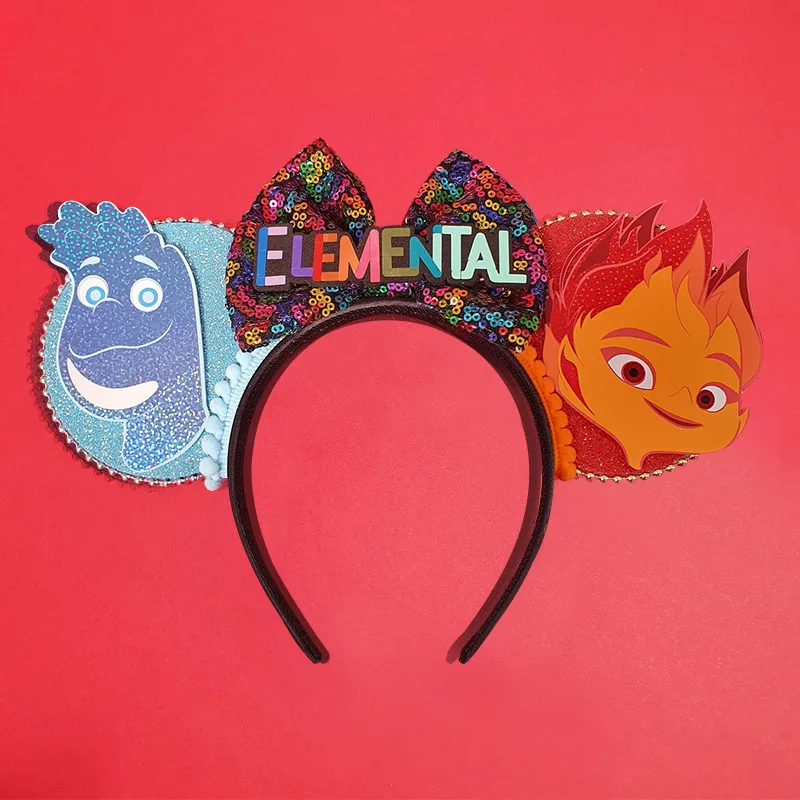 Disney Inside Out Theme Headband Joy Sadness Anger Kawaii Headgear with Cute Ear Anime Peripher Hair Accessories Gifts for Kids