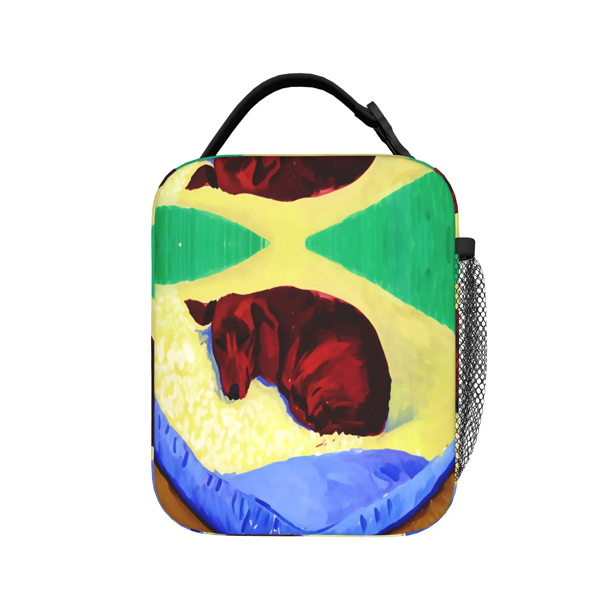 David Hockney 1995 Original Gallery Dog Poster Lunch Bag  Retro Lunch Box For Child Picnic Portable Cooler Bag  Tote Handbags