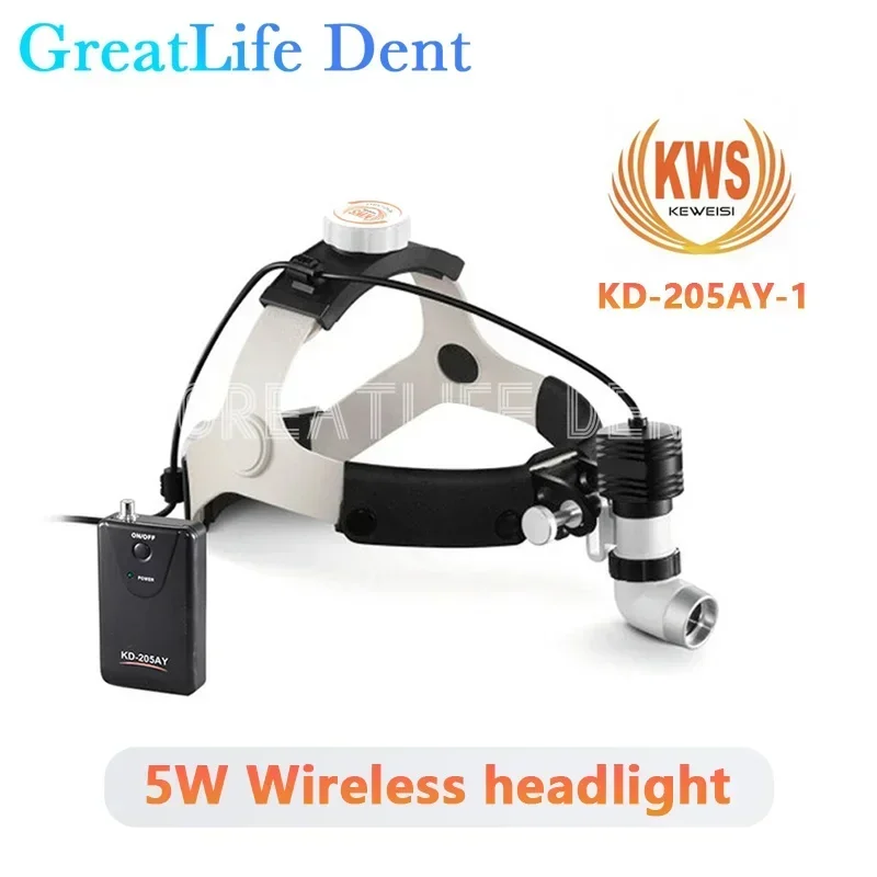 

GreatLife Dent 5W 80000lx KWS LED Surgical Headlight High-power Medical Dental Head Lamp FDA NQA KD-205AY Chargeable Headlight