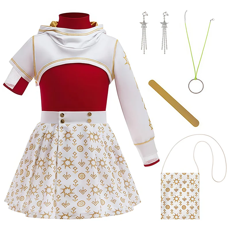 نوفا زومبي زي مصاصي الدماء المشجع بلوزة حمراء + تنورة مع ملحق للفتيات هالوين تأثيري تحت عنوان ملابس موحدة للحفلات