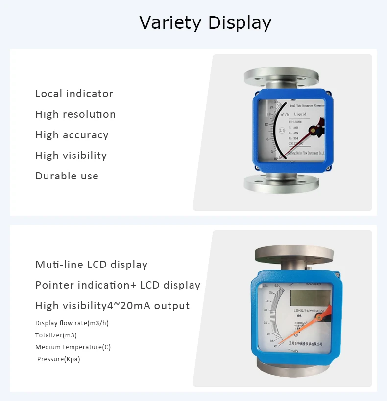 High Quality Pointer Display Rotameter Variable Area Flow Meter Liquid Gas Metal Tube  Flowmeter
