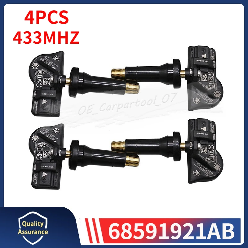 

68591921AB TPMS 433MHZ For 2023-2025 Jeep Grand Cherokee 2024-2025 Dodge 3500 Tire Pressure Monitor System Sensor 4PCS