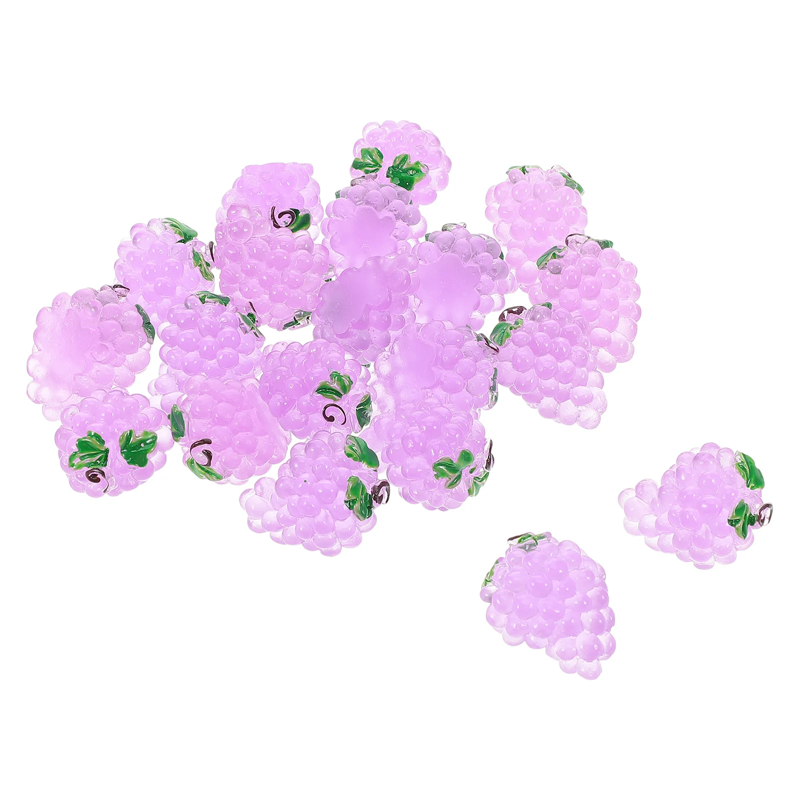 

20Pcs Luminous Resin Grape Ornament Mini Artificial Fruit Decoration for Garden Home Office Photography Props Simulated Fruit