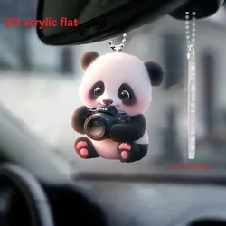 Panda Camera 2D Flat Acrylic Pendant Keychain Cute Cartoon Panda Baby Ornament Charms Hanging Decoration for Car Bags Party Gift